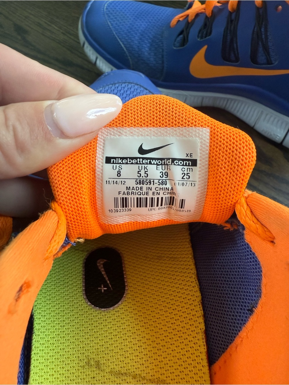 Women’s Free Run 5.0 Blue & Orange Athletic Sneakers. - Picture 10 of 10
